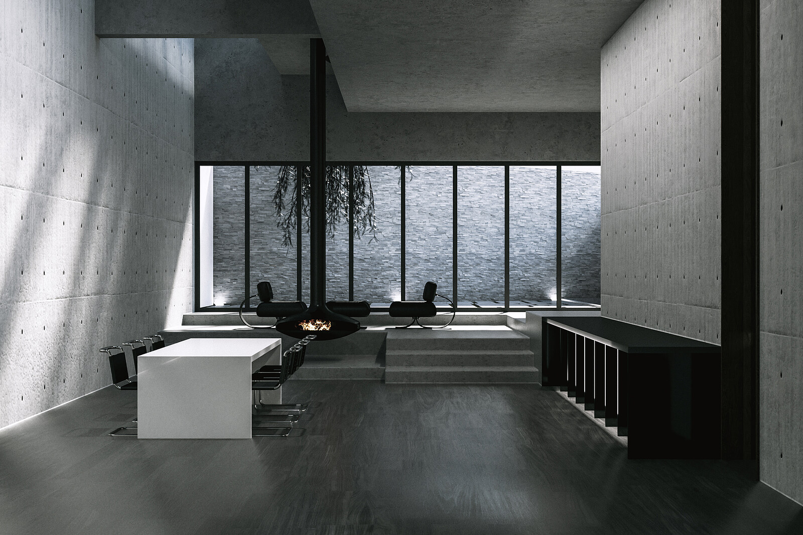 Atelier Konzept Kunst Gyrofocus Atmosphäre Koeferler Alta chair Beton 